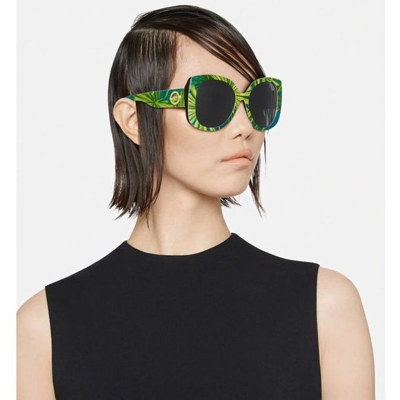 New! Versace Green Acetate 56mm Sunglasses